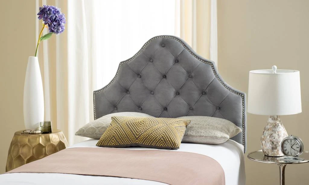 AREBELLE PEWTER VELVET TUFTED HEADBOARD SILVER NAIL HEAD (TWIN) - Safavieh MCR4034G-T 4 AREBELLE PEWTER VELVET TUFTED HEADBOARD SILVER NAIL HEAD (TWIN) - Safavieh MCR4034G-T - Image 2