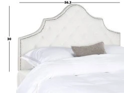AREBELLE WHITE VELVET TUFTED HEADBOARD SILVER NAIL HEAD (FULL) - Safavieh MCR4035H-F 9 AREBELLE WHITE VELVET TUFTED HEADBOARD SILVER NAIL HEAD (FULL) - Safavieh MCR4035H-F -Safavieh Homeware 187 mcr4035h f 3