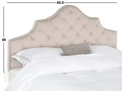AREBELLE TAUPE TUFTED HEADBOARD SILVER NAIL HEAD (QUEEN) - Safavieh MCR4036A -Safavieh Homeware 187 mcr4036a 3