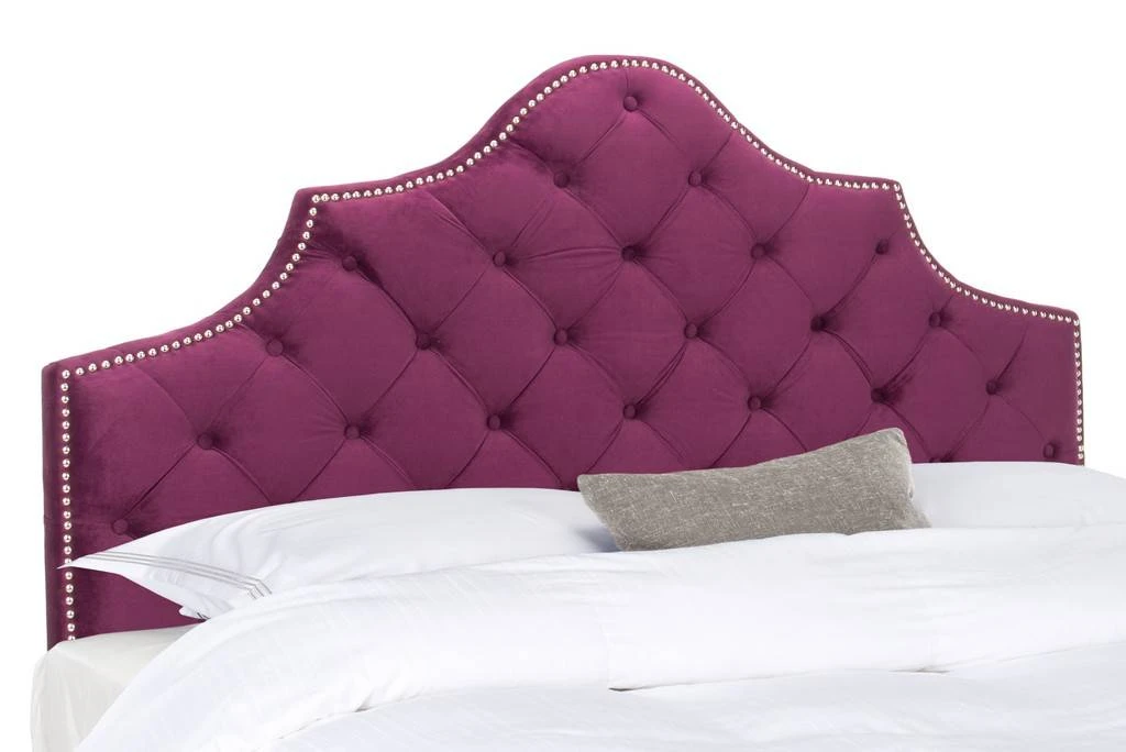 AREBELLE AUBERGINE VELVET HEADBOARD SILVER NAIL HEAD (QUEEN) - Safavieh MCR4036F-Q 4 AREBELLE AUBERGINE VELVET HEADBOARD SILVER NAIL HEAD (QUEEN) - Safavieh MCR4036F-Q - Image 2