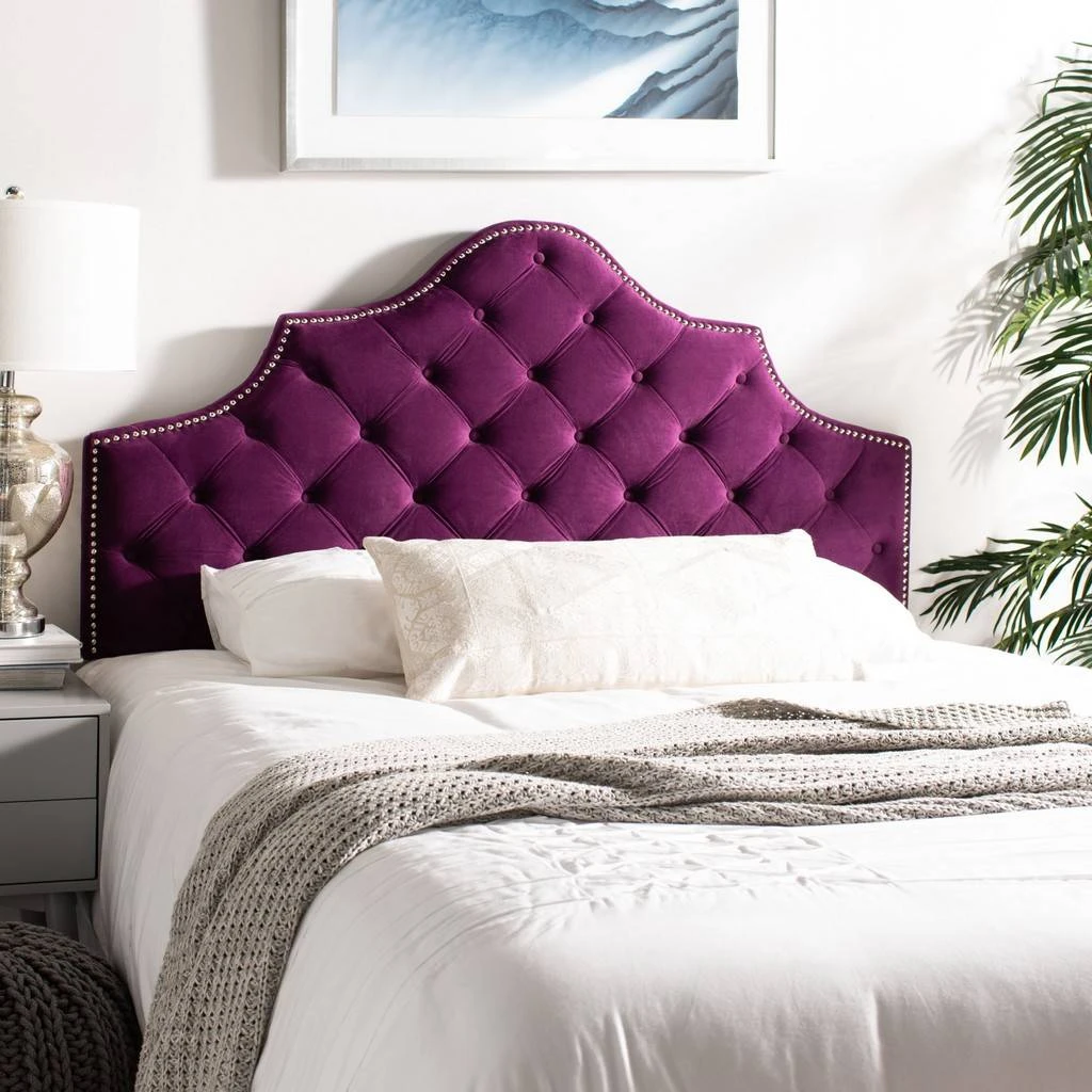 AREBELLE AUBERGINE VELVET HEADBOARD SILVER NAIL HEAD (QUEEN) - Safavieh MCR4036F-Q 5 AREBELLE AUBERGINE VELVET HEADBOARD SILVER NAIL HEAD (QUEEN) - Safavieh MCR4036F-Q - Image 3