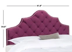 AREBELLE AUBERGINE VELVET HEADBOARD SILVER NAIL HEAD (QUEEN) - Safavieh MCR4036F-Q 12 AREBELLE AUBERGINE VELVET HEADBOARD SILVER NAIL HEAD (QUEEN) - Safavieh MCR4036F-Q -Safavieh Homeware 187 mcr4036f q 4