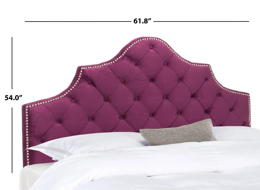 AREBELLE AUBERGINE VELVET HEADBOARD SILVER NAIL HEAD (QUEEN) - Safavieh MCR4036F-Q 7 AREBELLE AUBERGINE VELVET HEADBOARD SILVER NAIL HEAD (QUEEN) - Safavieh MCR4036F-Q - Image 5