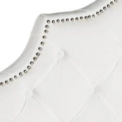 AREBELLE WHITE VELVET TUFTED HEADBOARD SILVER NAIL HEAD (QUEEN) - Safavieh MCR4036H-Q