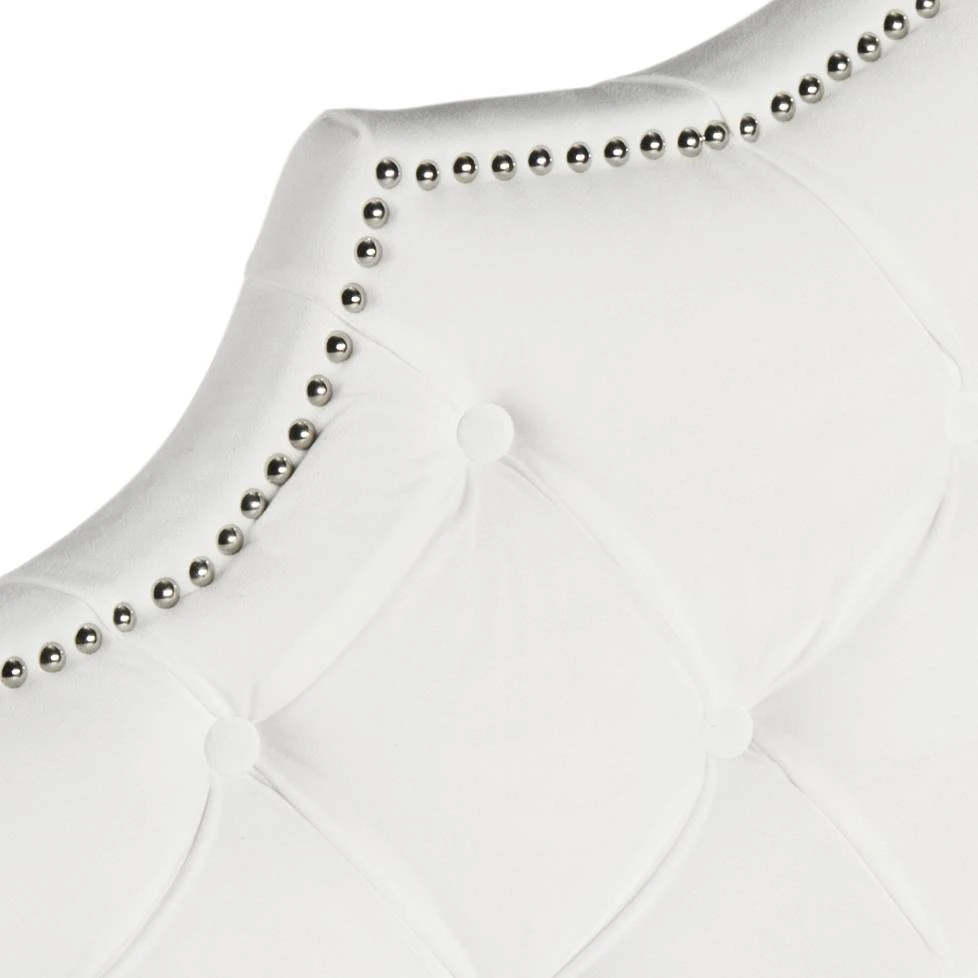 AREBELLE WHITE VELVET TUFTED HEADBOARD SILVER NAIL HEAD (QUEEN) - Safavieh MCR4036H-Q 3 AREBELLE WHITE VELVET TUFTED HEADBOARD SILVER NAIL HEAD (QUEEN) - Safavieh MCR4036H-Q