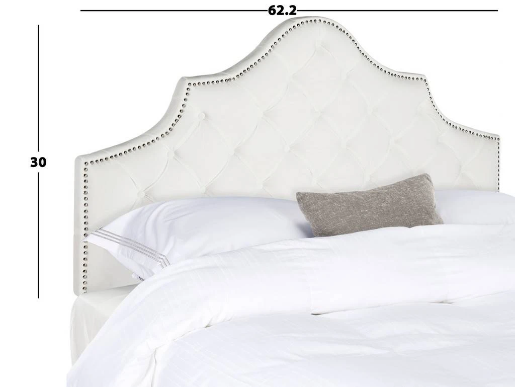 AREBELLE WHITE VELVET TUFTED HEADBOARD SILVER NAIL HEAD (QUEEN) - Safavieh MCR4036H-Q 6 AREBELLE WHITE VELVET TUFTED HEADBOARD SILVER NAIL HEAD (QUEEN) - Safavieh MCR4036H-Q - Image 4
