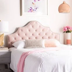 AREBELLE VELVET TUFTED HEADBOARD SILVER NAIL HEADS (QUEEN) - Safavieh MCR4036K-Q 9 AREBELLE VELVET TUFTED HEADBOARD SILVER NAIL HEADS (QUEEN) - Safavieh MCR4036K-Q -Safavieh Homeware 187 mcr4036k q 2