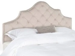 AREBELLE TAUPE TUFTED HEADBOARD SILVER NAIL HEAD (KING) - Safavieh MCR4037A -Safavieh Homeware 187 mcr4037a 4