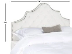 AREBELLE WHITE VELVET TUFTED HEADBOARD SILVER NAIL HEAD (KING) - Safavieh MCR4037H-K -Safavieh Homeware 187 mcr4037h k 3