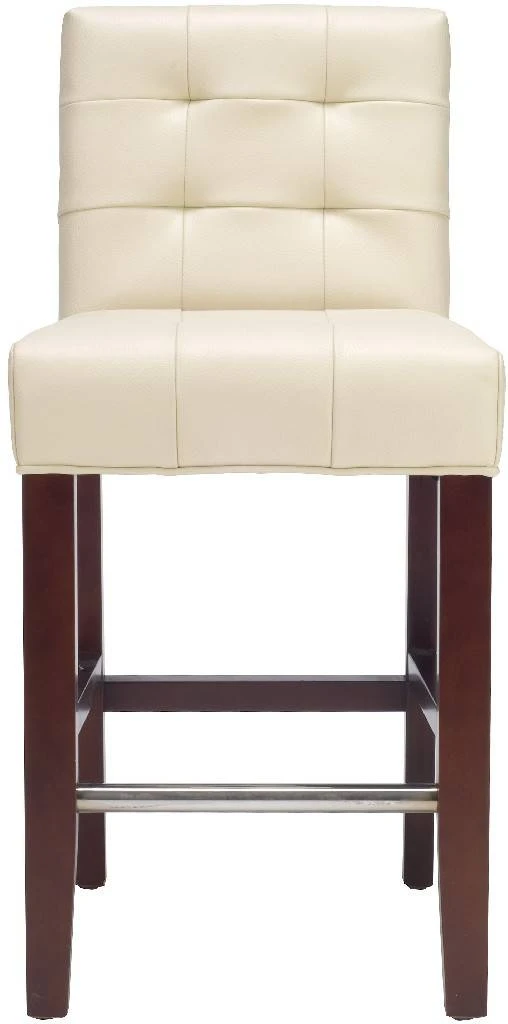 Thompson 23.9" Leather Counter Stool In Cream/Cherry Mahogany - Safavieh MCR4511A 3 Thompson 23.9" Leather Counter Stool In Cream/Cherry Mahogany - Safavieh MCR4511A