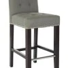 Thompson 23.9" Linen Counter Stool W/ Silver Nailheads In Sea Mist/Espresso - Safavieh MCR4511C 1 Thompson 23.9" Linen Counter Stool W/ Silver Nailheads In Sea Mist/Espresso - Safavieh MCR4511C -Safavieh Homeware 187 mcr4511c