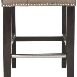 Thompson 23.9" Leather Counter Stool W/ Silver Nailheads In Clay/Espresso - Safavieh MCR4511E -Safavieh Homeware 187 mcr4511e leg