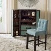 Thompson 23.9" Linen Counter Stool W/ Silver Nailheads In Sky Blue/Espresso - Safavieh MCR4511G