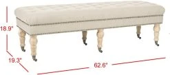 BARNEY TUFTED BENCH BRASS NAIL HEADS - Safavieh MCR4649C -Safavieh Homeware 187 mcr4649c 8