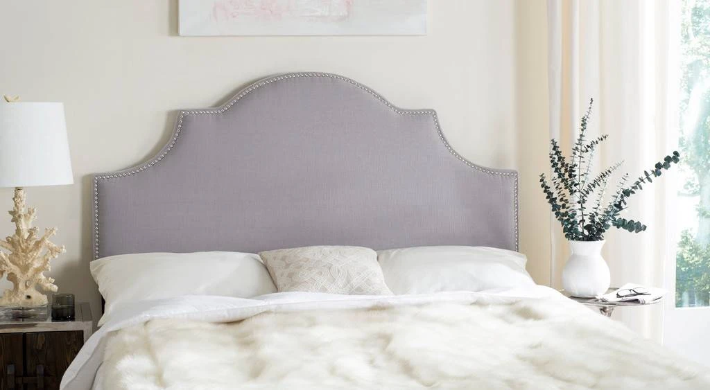 HALLMAR ARCTIC GREY ARCHED HEADBOARD SILVER NAIL HEAD (QUEEN) - Safavieh MCR4680C 4 HALLMAR ARCTIC GREY ARCHED HEADBOARD SILVER NAIL HEAD (QUEEN) - Safavieh MCR4680C - Image 2