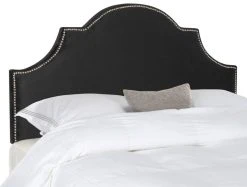 HALLMAR BLACK VELVET HEADBOARD SILVER NAIL HEAD (QUEEN) - Safavieh MCR4680J 7 HALLMAR BLACK VELVET HEADBOARD SILVER NAIL HEAD (QUEEN) - Safavieh MCR4680J -Safavieh Homeware 187 mcr4680j 2