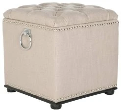 ARTURO STORAGE OTTOMAN WITH SILVER NAIL HEADS - Safavieh MCR4694B -Safavieh Homeware 187 mcr4694b 2