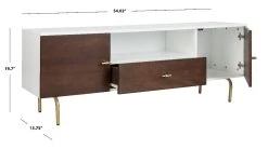 Genevieve TV Stand In Walnut/White/Gold - Safavieh MED5000A -Safavieh Homeware 187 med5000a dim
