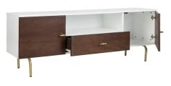 Genevieve TV Stand In Walnut/White/Gold - Safavieh MED5000A -Safavieh Homeware 187 med5000a side
