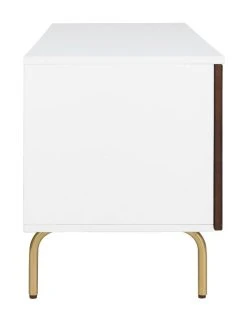 Genevieve TV Stand In Walnut/White/Gold - Safavieh MED5000A -Safavieh Homeware 187 med5000a side2