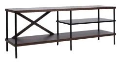 Bruno Industrial TV Stand In Walnut/Black - Safavieh MED5001A -Safavieh Homeware 187 med5001a side2
