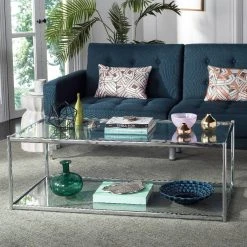 Zola Glass Coffee Table In Chrome - Safavieh MMT6000A