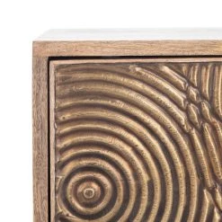 Solene 1 Drawer Textured Nightstand In Natural/Brass - Safavieh NST5302A -Safavieh Homeware 187 nst5302a detail