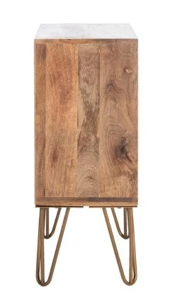 Solene 1 Drawer Textured Nightstand In Natural/Brass - Safavieh NST5302A -Safavieh Homeware 187 nst5302a side2