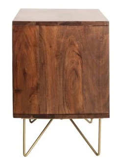 Raveena Nightstand In Mix Walnut/Brass - Safavieh NST9002A -Safavieh Homeware 187 nst9002a side