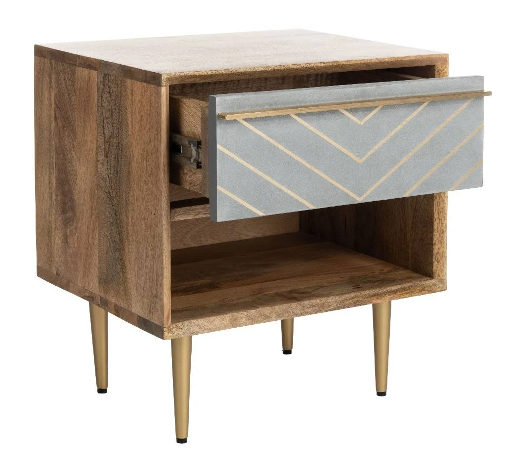 Leni Nightstand In Natural/Brass - Safavieh NST9003A 9 Leni Nightstand In Natural/Brass - Safavieh NST9003A - Image 7