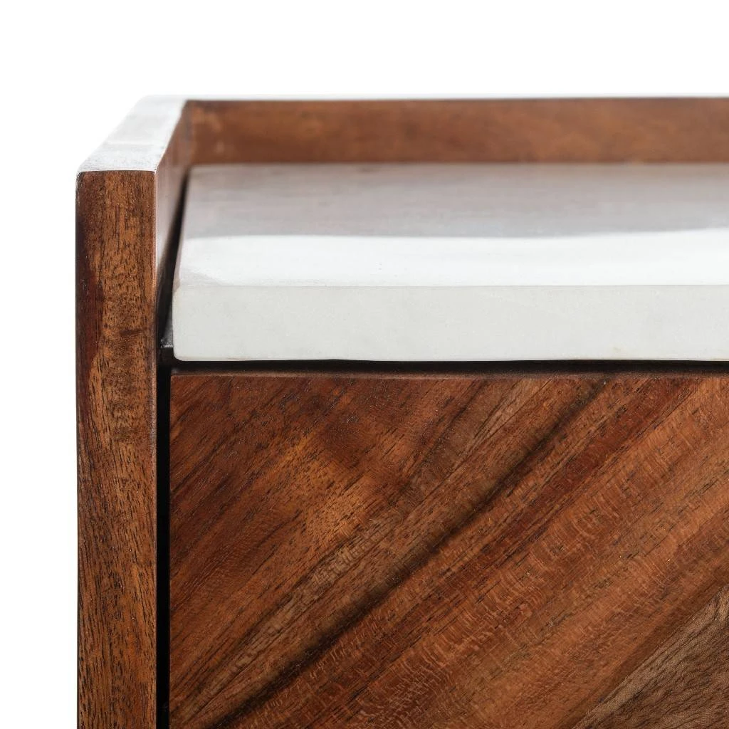 Tahseen Parquet Nightstand In White/Gold - Safavieh NST9004A 5 Tahseen Parquet Nightstand In White/Gold - Safavieh NST9004A - Image 3