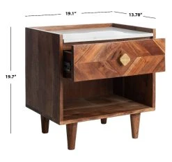 Tahseen Parquet Nightstand In White/Gold - Safavieh NST9004A 13 Tahseen Parquet Nightstand In White/Gold - Safavieh NST9004A -Safavieh Homeware 187 nst9004a dim