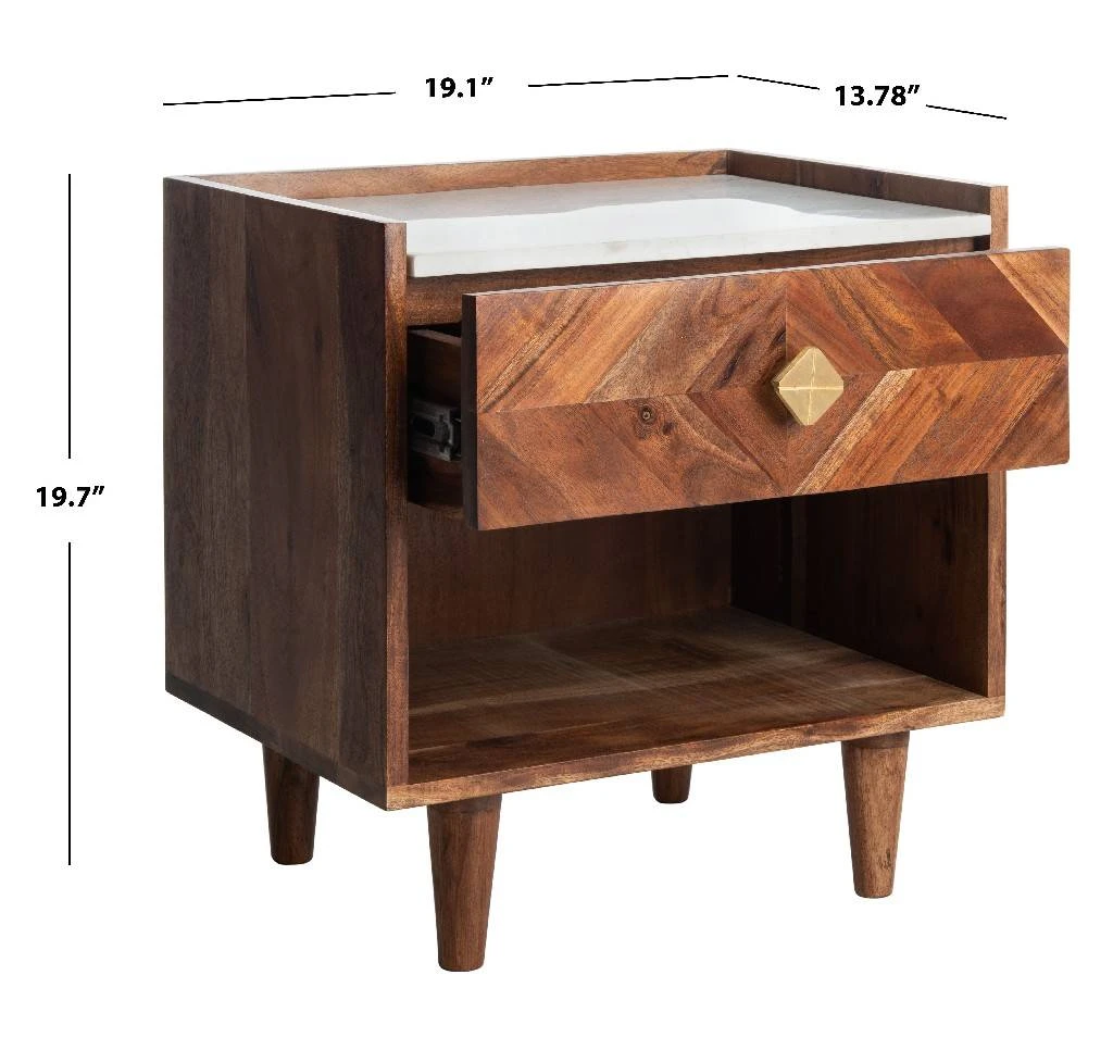 Tahseen Parquet Nightstand In White/Gold - Safavieh NST9004A 6 Tahseen Parquet Nightstand In White/Gold - Safavieh NST9004A - Image 4