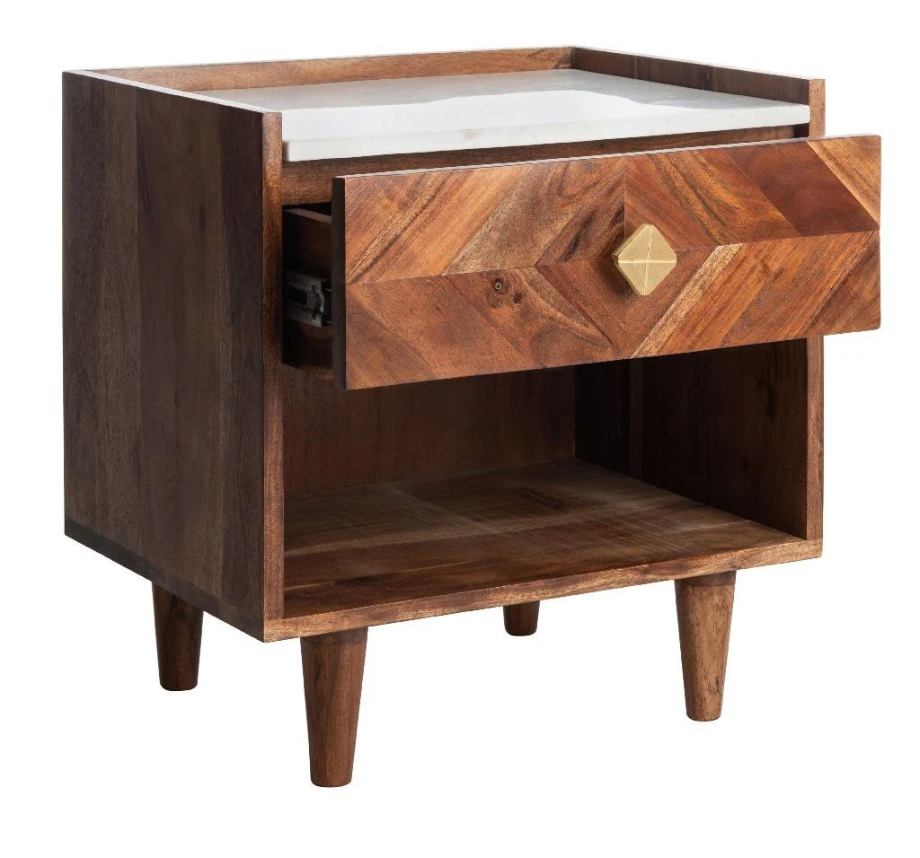 Tahseen Parquet Nightstand In White/Gold - Safavieh NST9004A 9 Tahseen Parquet Nightstand In White/Gold - Safavieh NST9004A - Image 7