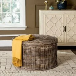 Jesse Wicker Storage Coffee Table In Grey - Safavieh SEA7034B -Safavieh Homeware 187 sea7034b room