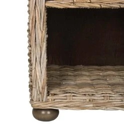Lagos Natural Grey Wicker Nightstand W/ Drawer & 8"H Storage In Natural Kubu Grey - Safavieh SEA8000A -Safavieh Homeware 187 sea8000a leg