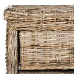 Lagos Natural Grey Wicker Nightstand W/ Drawer & 8"H Storage In Natural Kubu Grey - Safavieh SEA8000A -Safavieh Homeware 187 sea8000a swatch