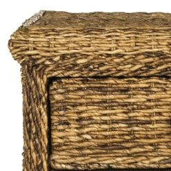 Magi Natural Brown Wicker Nightstand W/ Drawer & 8"H Storage In Natural Abaca Brown - Safavieh SEA8001A -Safavieh Homeware 187 sea8001a detail