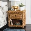 Magi Natural Brown Wicker Nightstand W/ Drawer & 8"H Storage In Natural Abaca Brown - Safavieh SEA8001A -Safavieh Homeware 187 sea8001a room