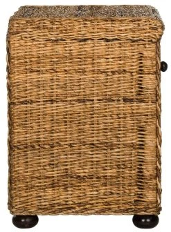Magi Natural Brown Wicker Nightstand W/ Drawer & 8"H Storage In Natural Abaca Brown - Safavieh SEA8001A -Safavieh Homeware 187 sea8001a side2