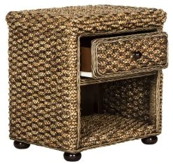 Musa Braided Brown Wash Wicker Nightstand W/ Drawer & 8"H Storage In Brown Wash - Safavieh SEA8003A 14 Musa Braided Brown Wash Wicker Nightstand W/ Drawer & 8"H Storage In Brown Wash - Safavieh SEA8003A -Safavieh Homeware 187 sea8003a side