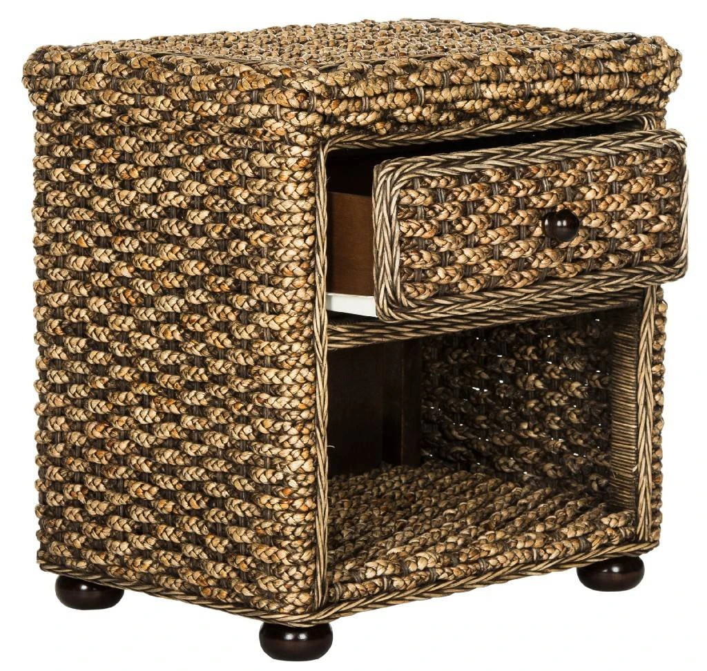 Musa Braided Brown Wash Wicker Nightstand W/ Drawer & 8"H Storage In Brown Wash - Safavieh SEA8003A 8 Musa Braided Brown Wash Wicker Nightstand W/ Drawer & 8"H Storage In Brown Wash - Safavieh SEA8003A - Image 6