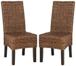 Avita 18''H Wicker Dining Chair In Brown - Safavieh SEA8012B-SET2