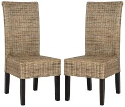 Arjun 18''H Wicker Dining Chair In Grey - Safavieh SEA8013A-SET2