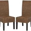 Arjun 18''H Wicker Dining Chair In Brown/Multi - Safavieh SEA8013C-SET2 -Safavieh Homeware 187 sea8013c set2