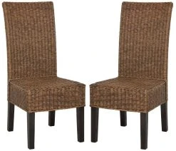 Arjun 18''H Wicker Dining Chair In Brown/Multi - Safavieh SEA8013C-SET2