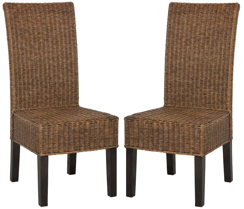 Arjun 18''H Wicker Dining Chair In Brown/Multi - Safavieh SEA8013C-SET2 3 Arjun 18''H Wicker Dining Chair In Brown/Multi - Safavieh SEA8013C-SET2