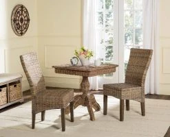 Ozias 19''H Wicker Dining Chair In Grey - Safavieh SEA8014A-SET2 -Safavieh Homeware 187 sea8014a set2 room