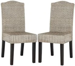 Odette 19''H Wicker Dining Chair In Antique Grey - Safavieh SEA8015B-SET2