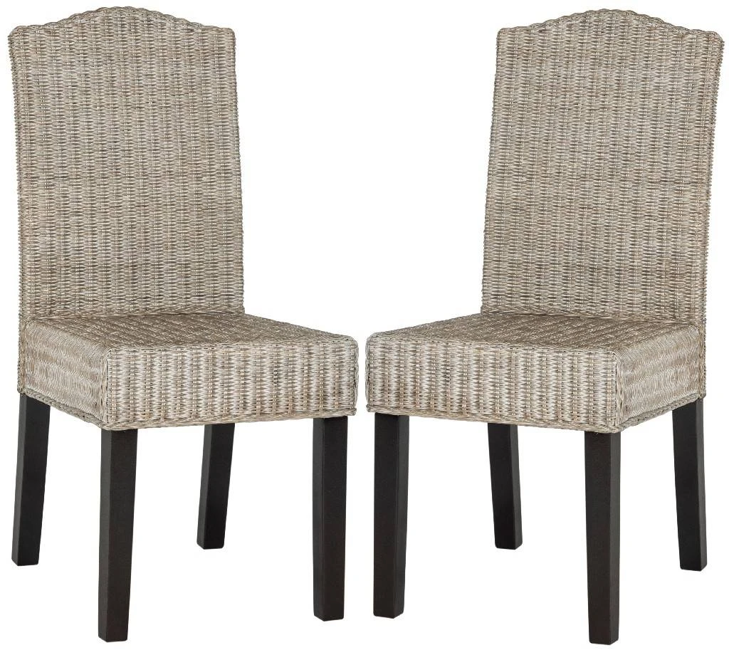 Odette 19''H Wicker Dining Chair In Antique Grey - Safavieh SEA8015B-SET2 3 Odette 19''H Wicker Dining Chair In Antique Grey - Safavieh SEA8015B-SET2